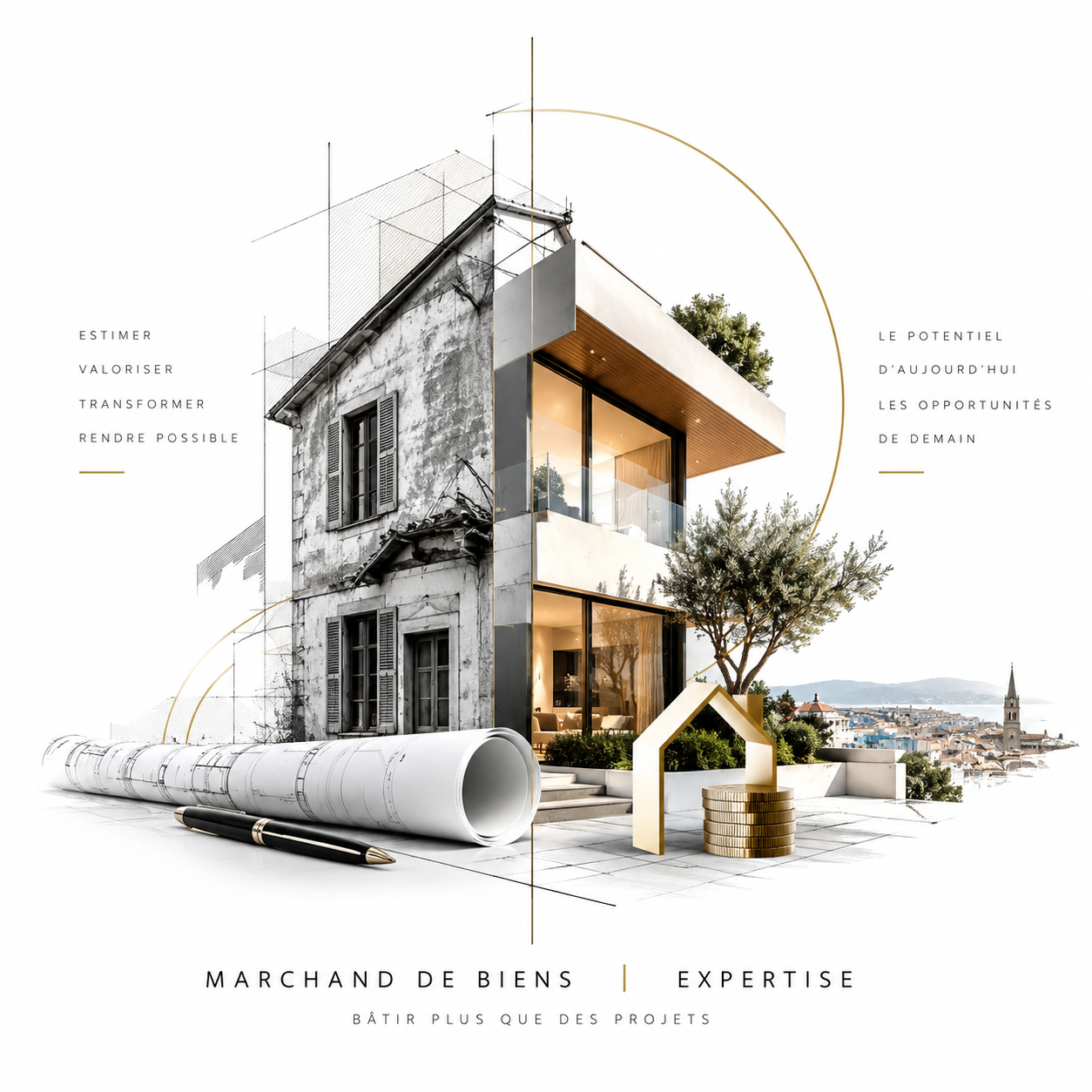 Visuel conceptuel fourni : transformation immobilière et expertise, et non réalisation LP4 INVEST